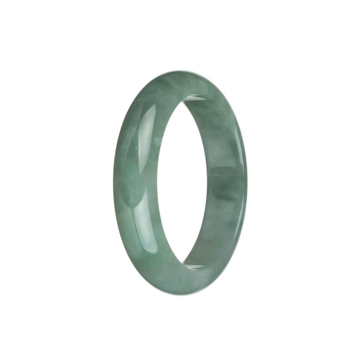 Certified Grade A Green with Pale Green Jadeite Jade Bangle Bracelet - 58mm Half Moon