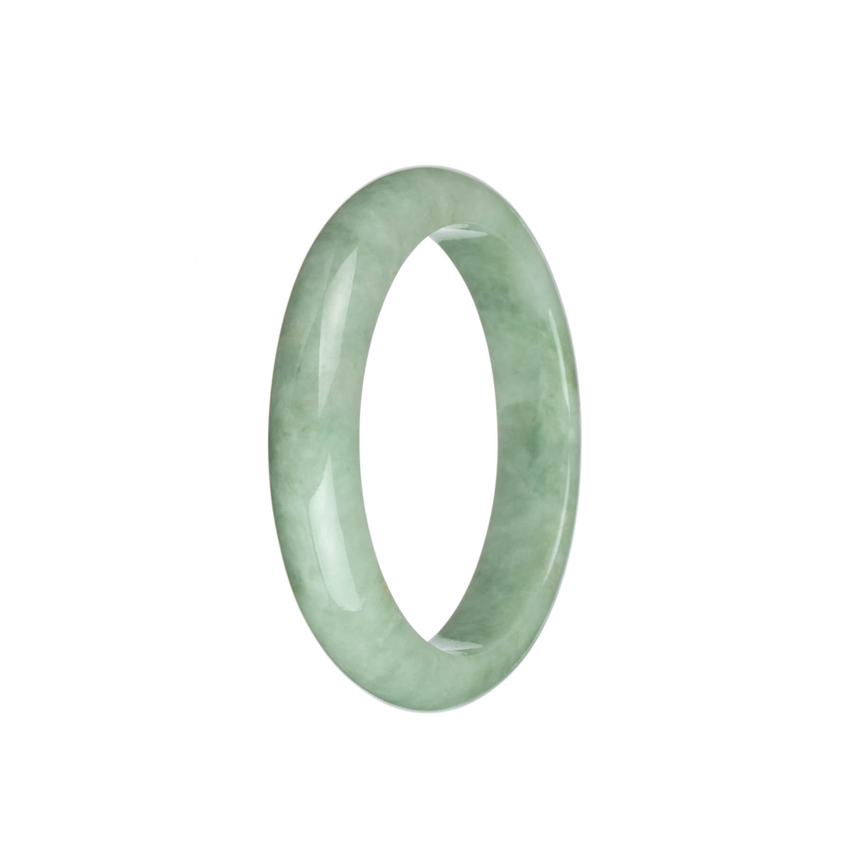 Certified Grade A Light Green Burma Jade Bangle Bracelet - 58mm Half Moon