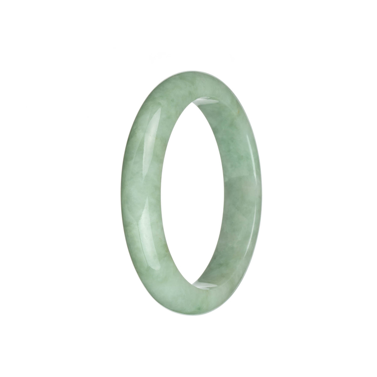 Certified Grade A Light Green Burma Jade Bangle Bracelet - 58mm Half Moon