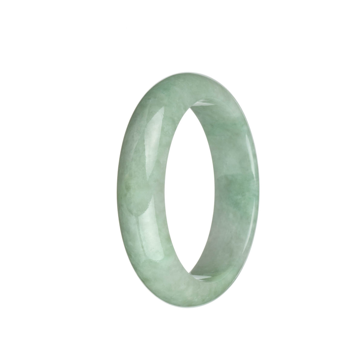 Certified Grade A Light Green Traditional Jade Bangle - 57mm Half Moon