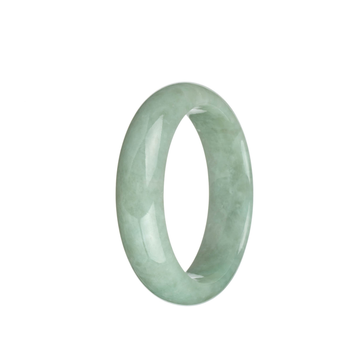 Genuine Untreated Light Green Jade Bangle - 55mm Half Moon