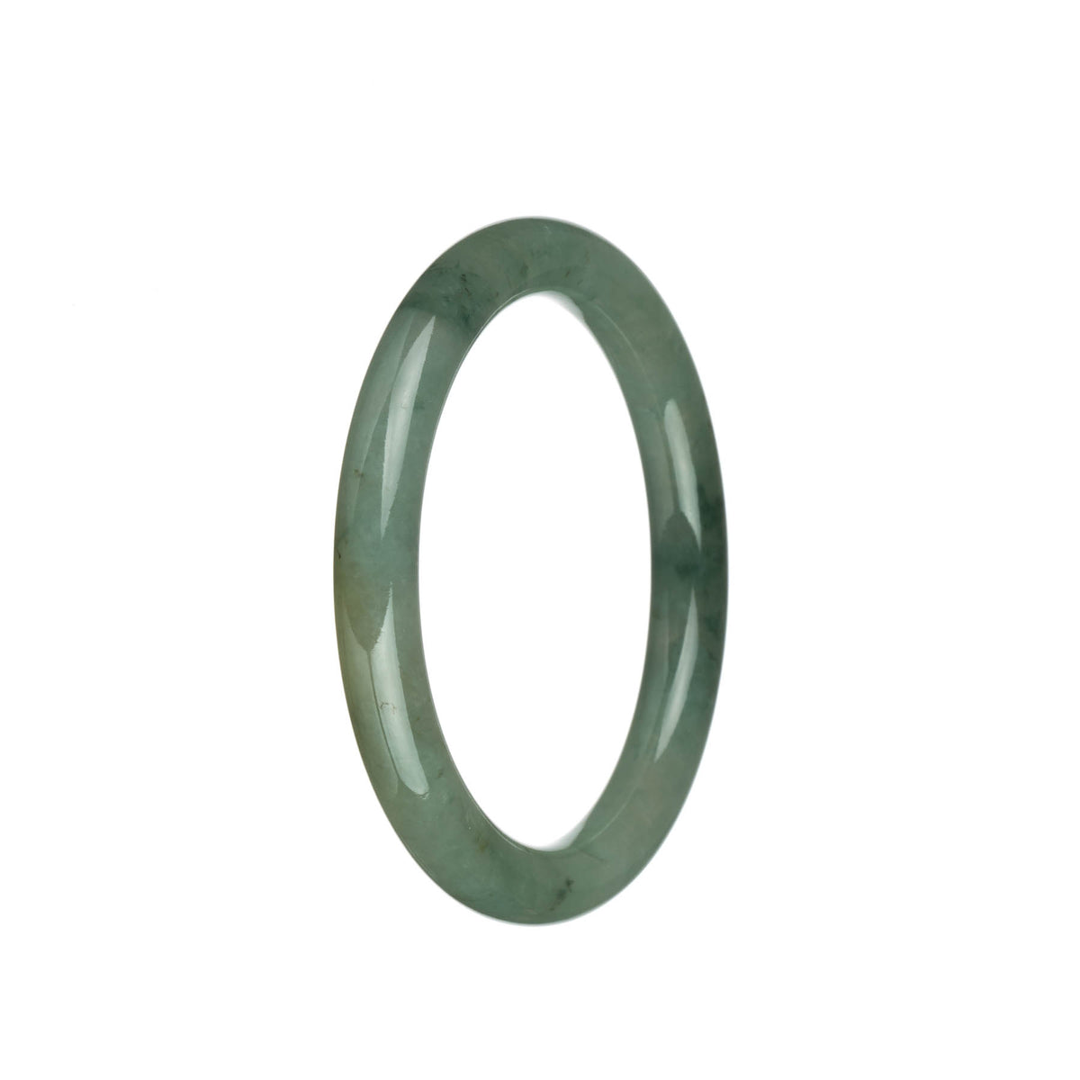 Certified Type A Green with Light Brown Patch Jade Bangle - 59mm Petite Round