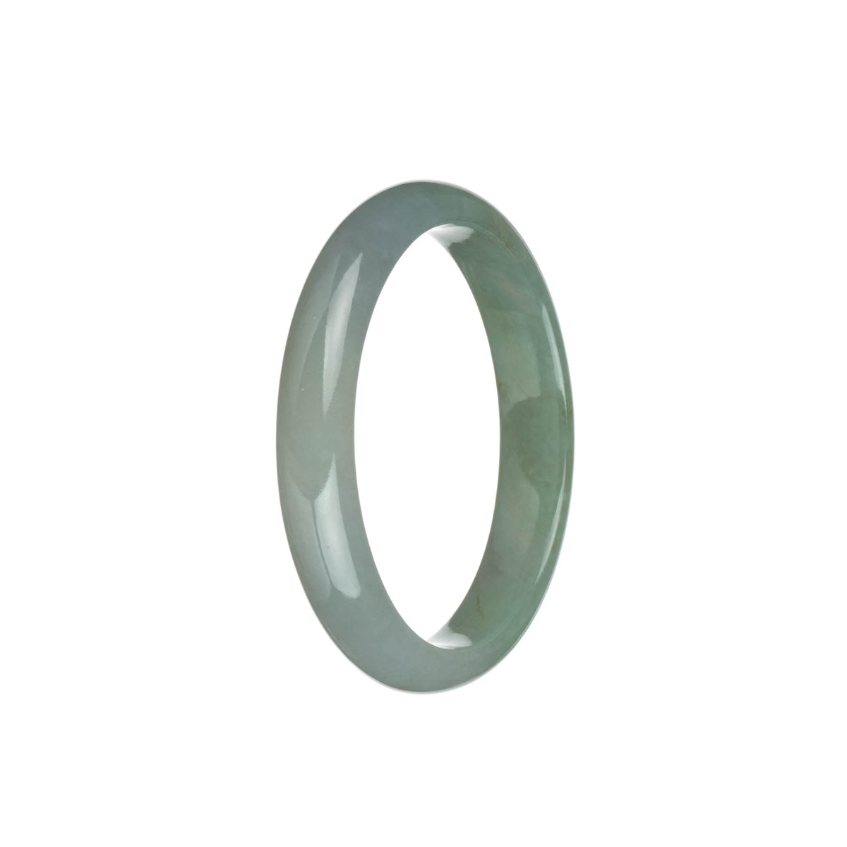 Certified Type A Green with Pale Green Burmese Jade Bangle - 57mm Half Moon