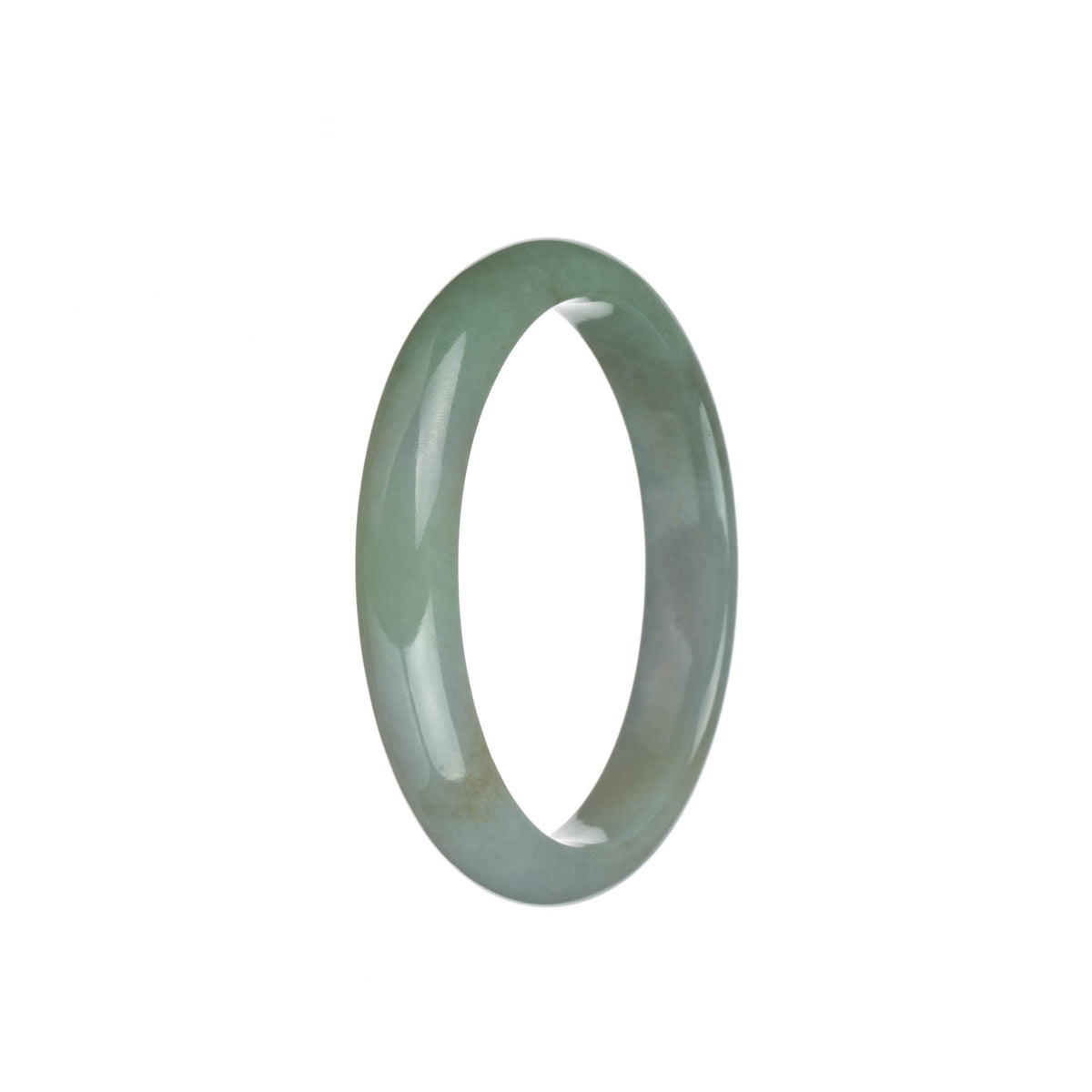 Certified Type A Green with Pale Green Burmese Jade Bangle - 57mm Half Moon