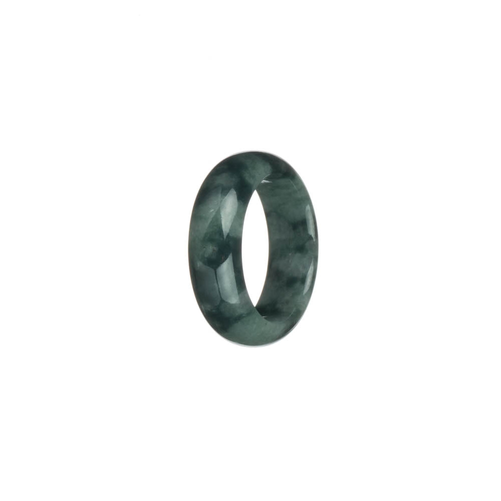 Genuine Dark Green with Green Pattern Burma Jade Band - US 8.5