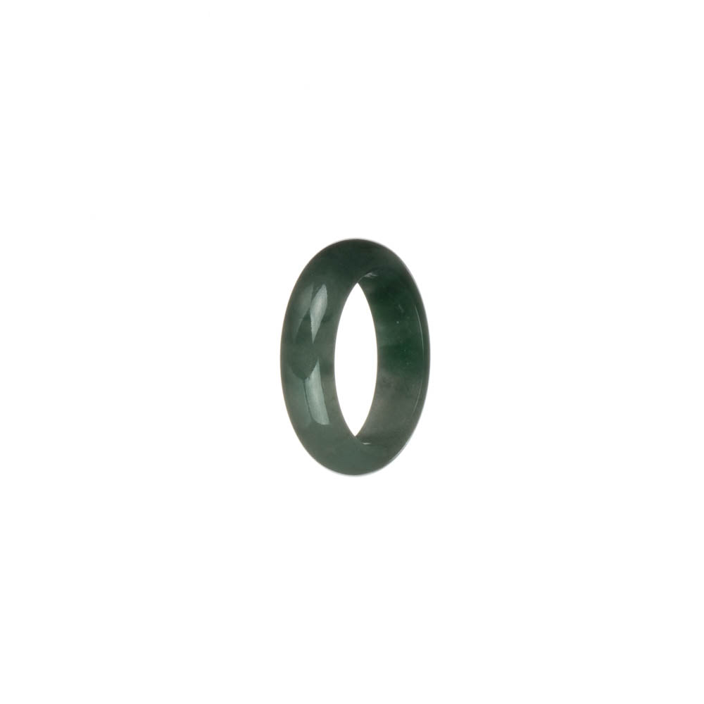 Certified Green with Imperial Green Pattern Jade Ring- US 5.75