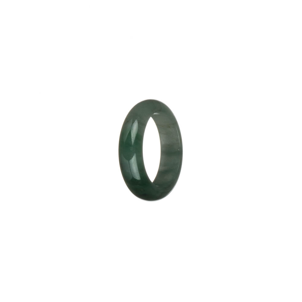 Certified Green with Imperial Green Pattern Jade Ring- US 5.75