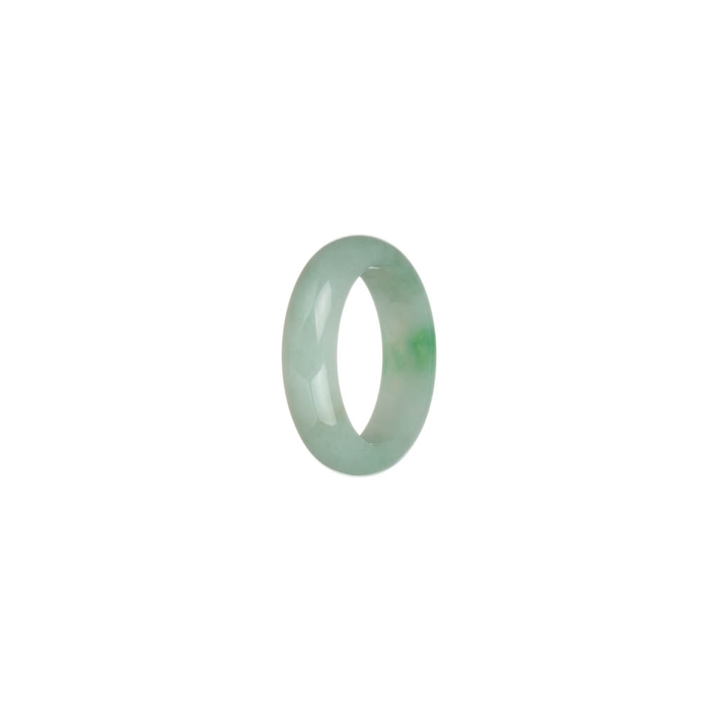 Real Pale Green with Apple Green Patch Burma Jade Ring - US 6.75