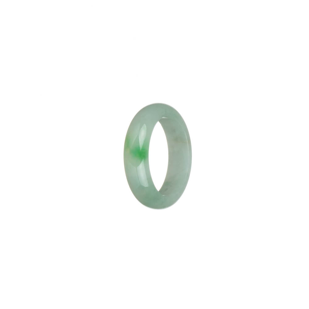 Real Pale Green with Apple Green Patch Burma Jade Ring - US 6.75