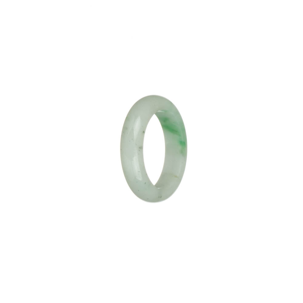 Real White with Apple Green Patch Jadeite Jade Ring - US 6.75