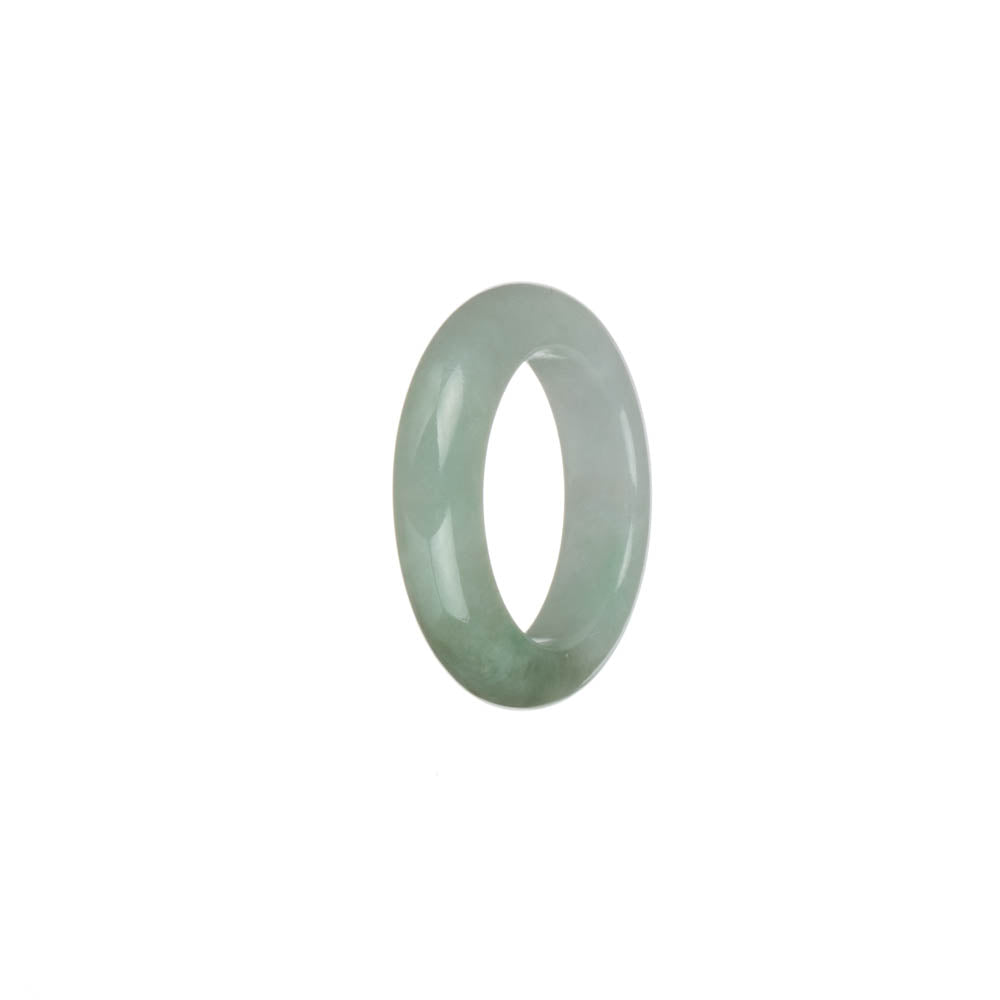 Real Green and White Burmese Jade Ring - US 9.5