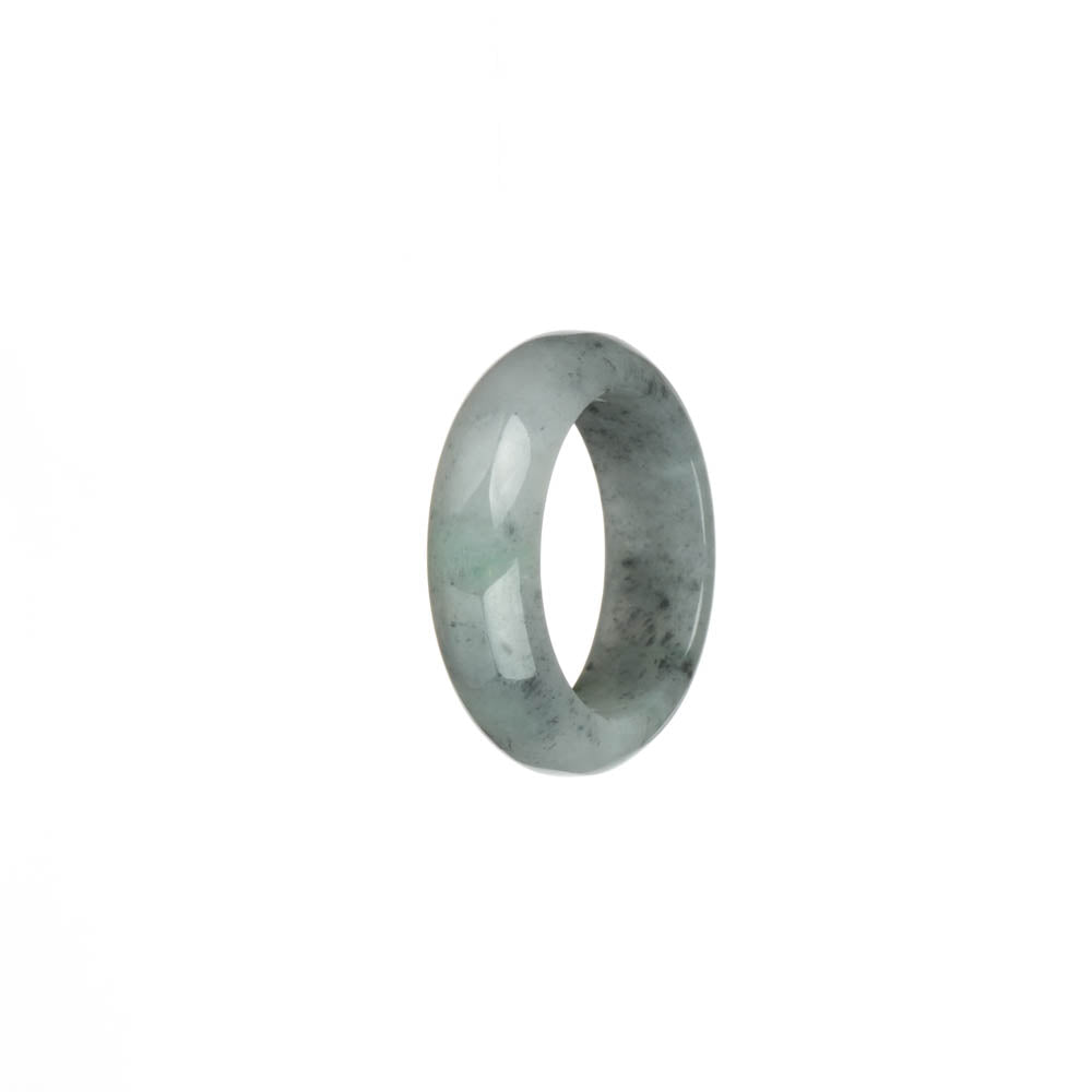 Genuine Whiteish Grey with Grey Spots, and Light Green Spot Jade Ring- US 9.5