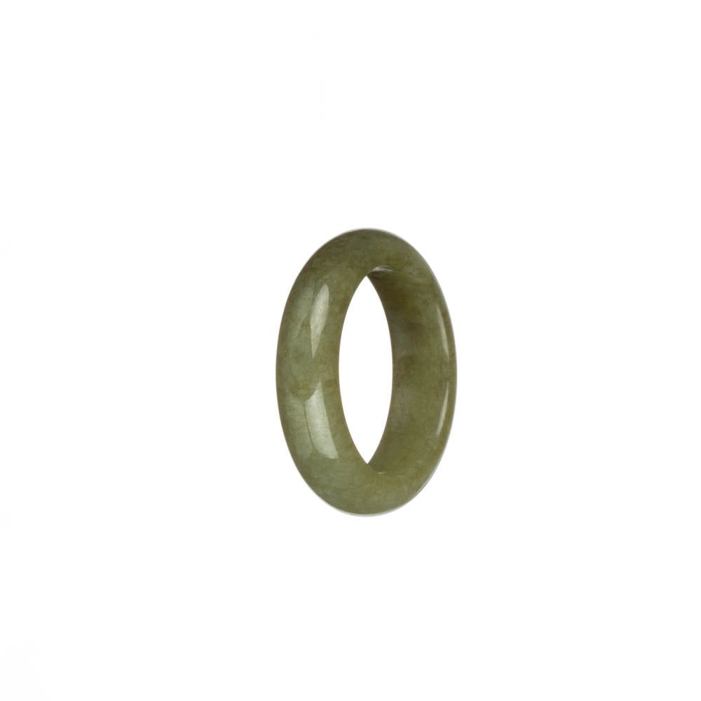 Certified Olive Green with Brown Patch Burmese Jade Ring- US 9.75