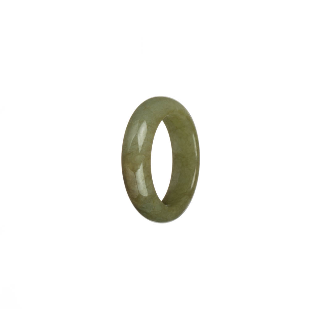 Certified Olive Green with Brown Patch Burmese Jade Ring- US 9.75