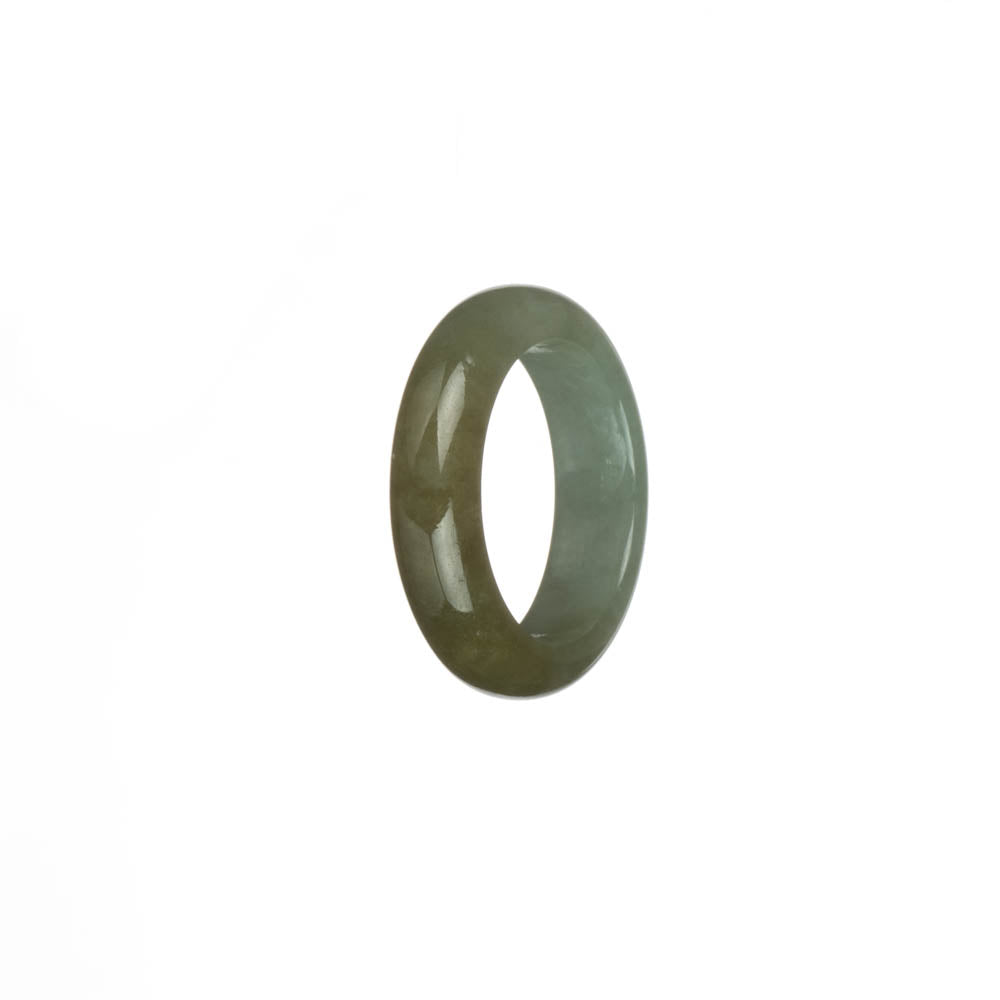 Certified Pale Green and Brown Burma Jade Band - US 9.5