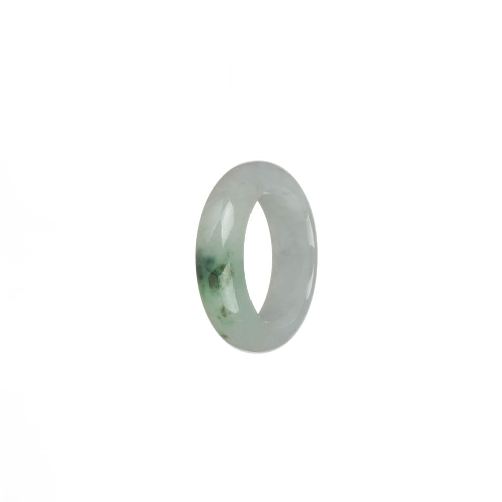 Authentic White with Dark Green and Apple Green Patterns Jadeite Jade Band - US 7.25