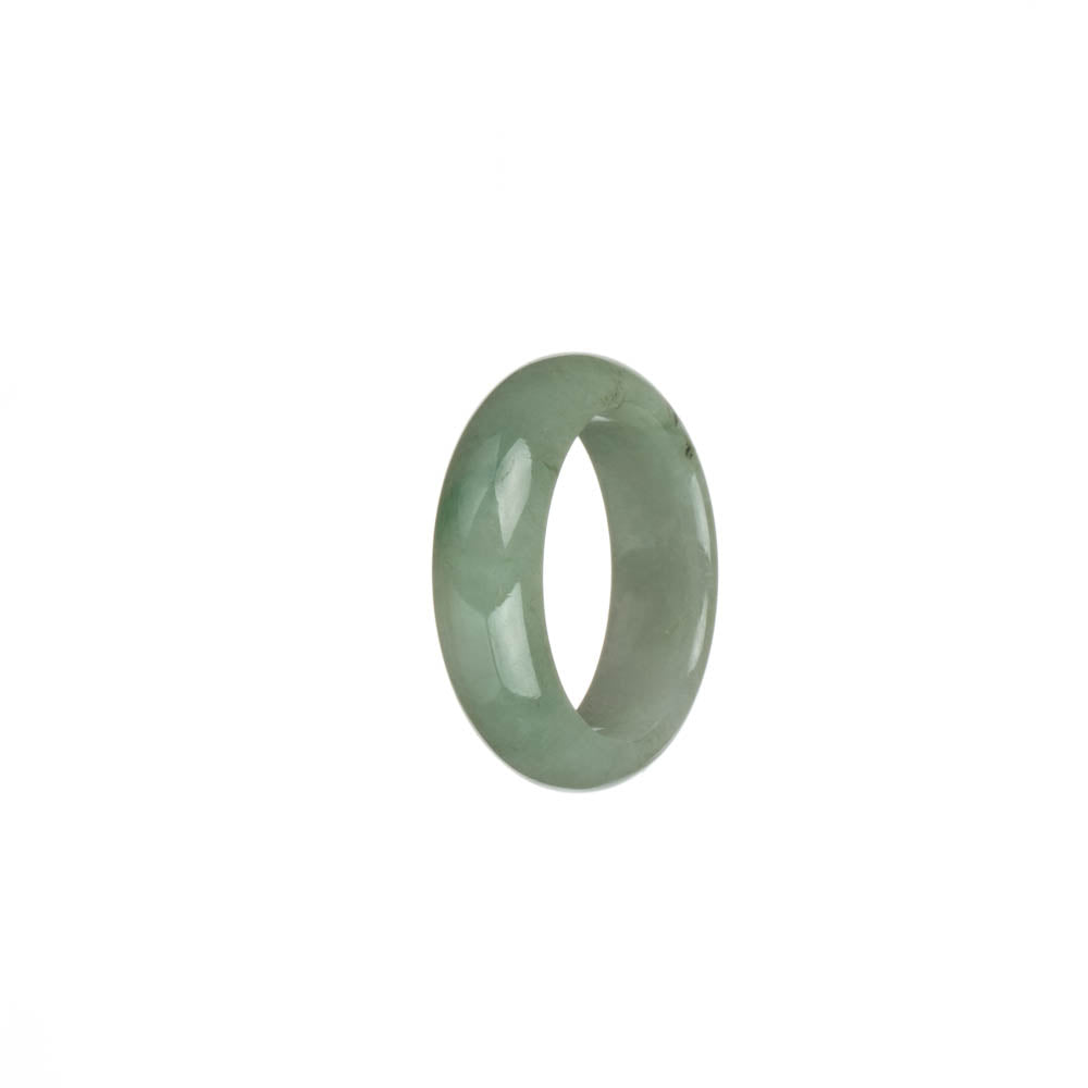 Certified Light Green and White with Apple Green Patch Burma Jade Band - US 9.5