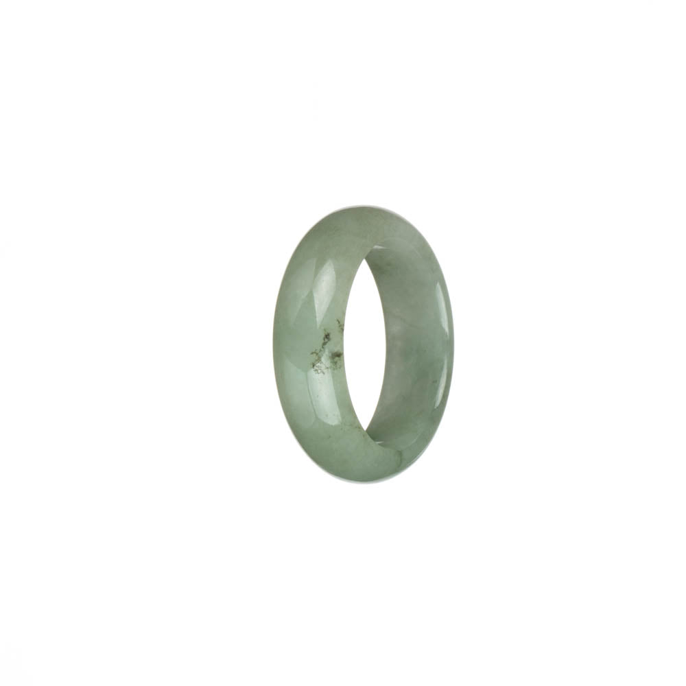 Certified Light Green and White with Apple Green Patch Burma Jade Band - US 9.5