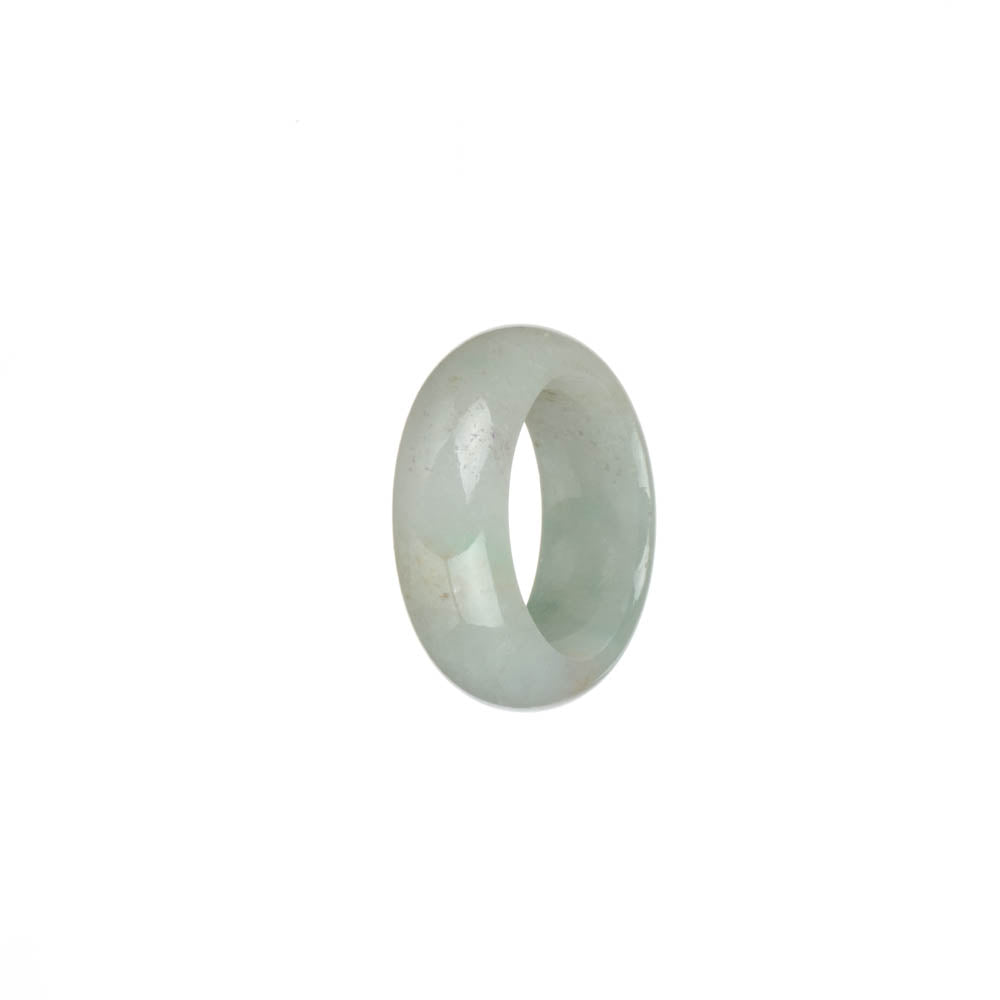 Genuine White with Green Spots Jade Ring- US 7.25