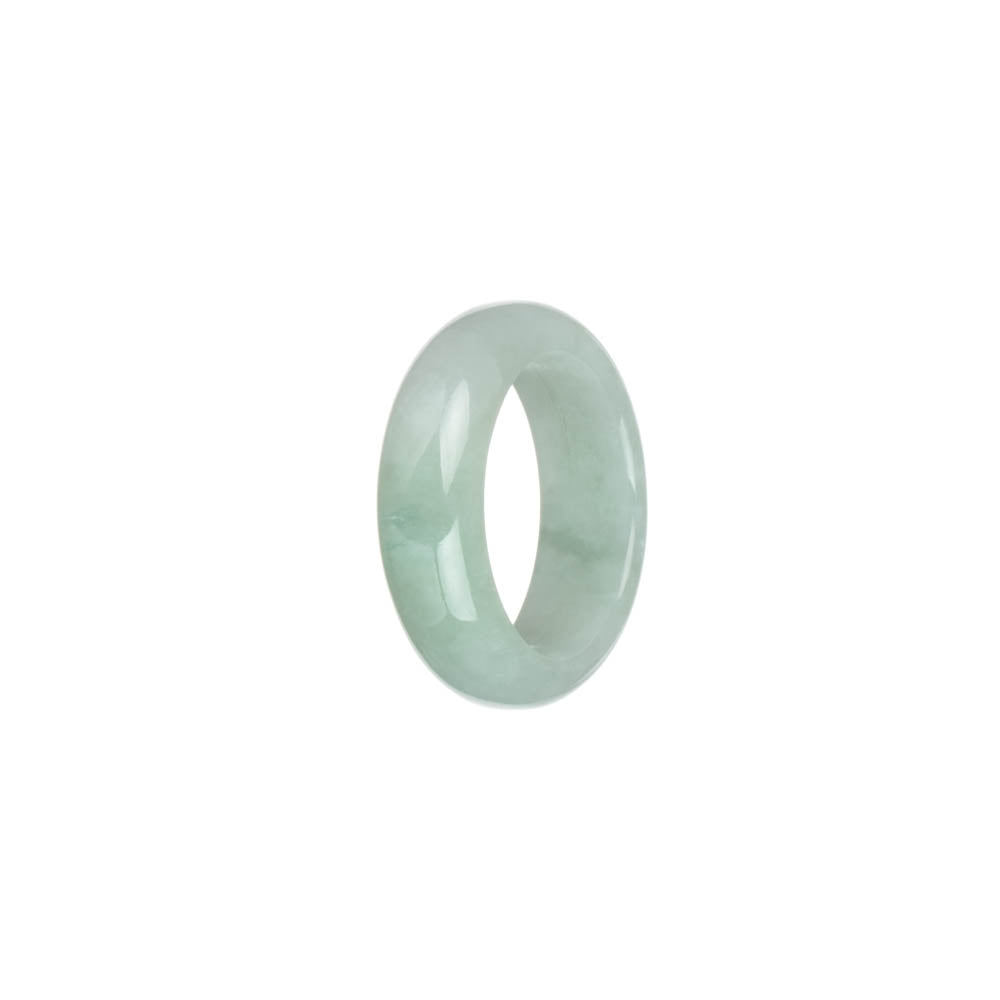 Certified White with Light Green Burma Jade Ring - US 9.5