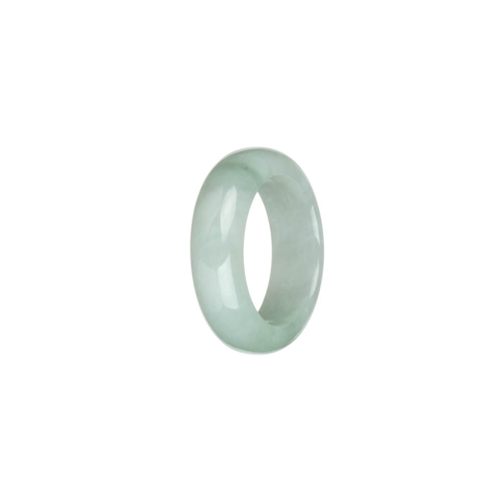 Certified White with Light Green Burma Jade Ring - US 9.5