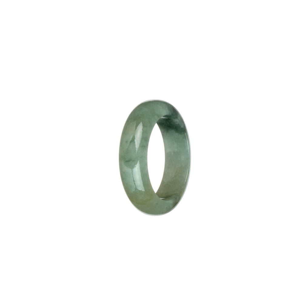 Certified Green with Dark Green Patterns Burma Jade Ring - US 8.5