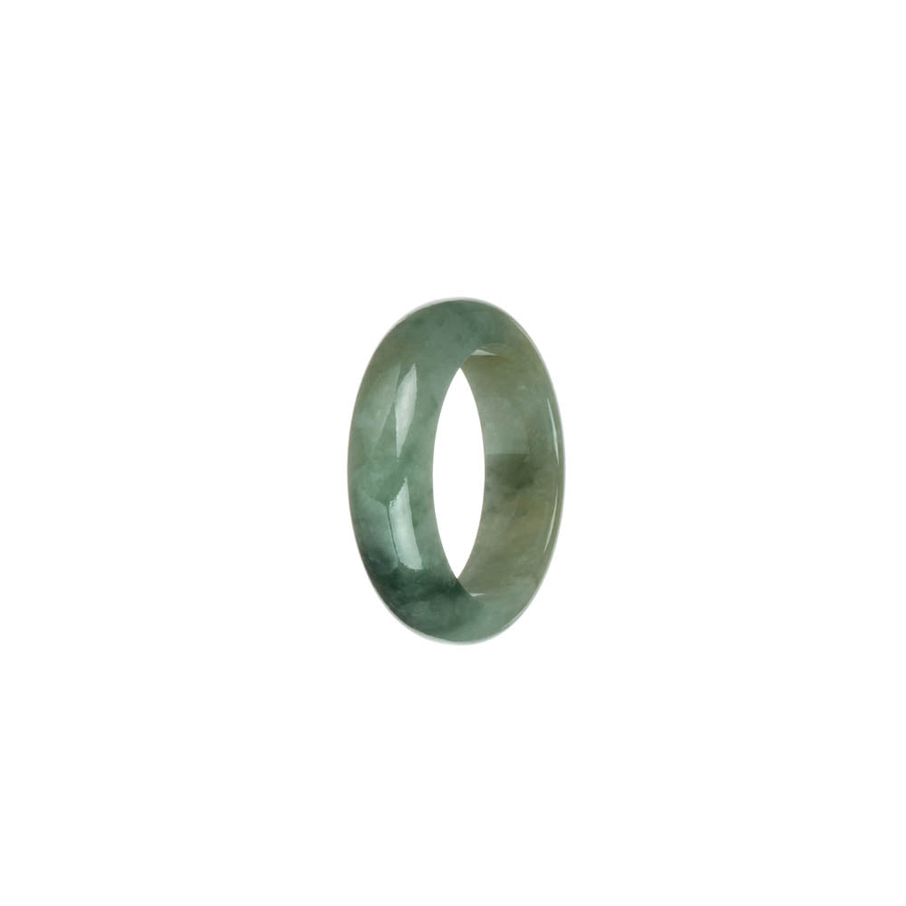 Certified Green with Dark Green Patterns Burma Jade Ring - US 8.5