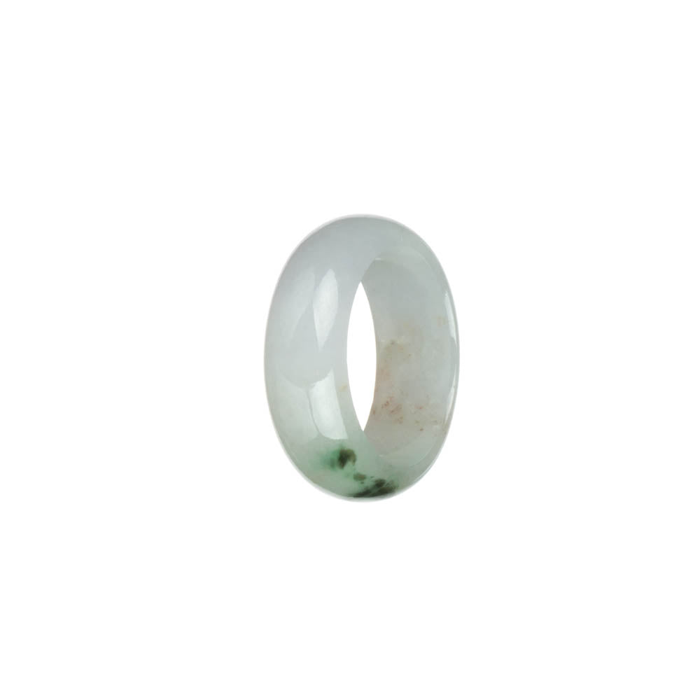 Authentic White with Dark Green Patterns Jade Ring - US 9.75