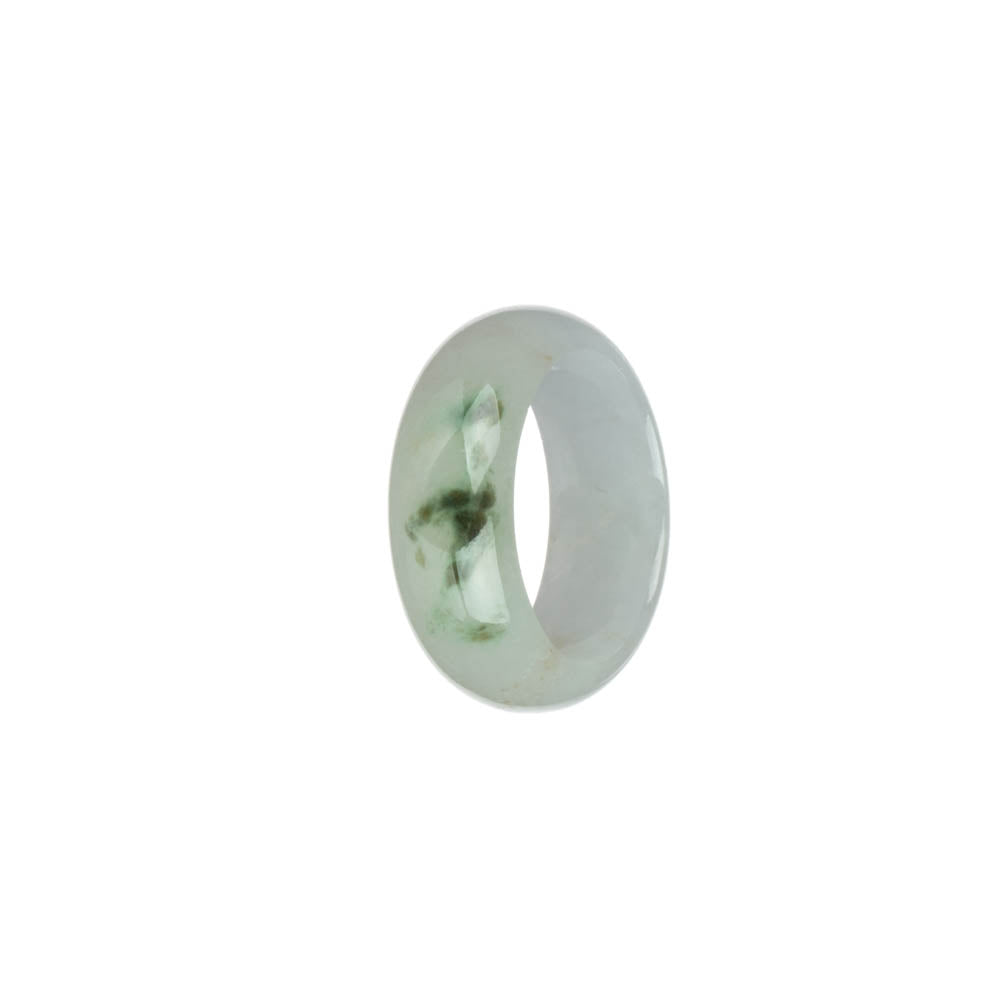 Authentic White with Dark Green Patterns Jade Ring - US 9.75