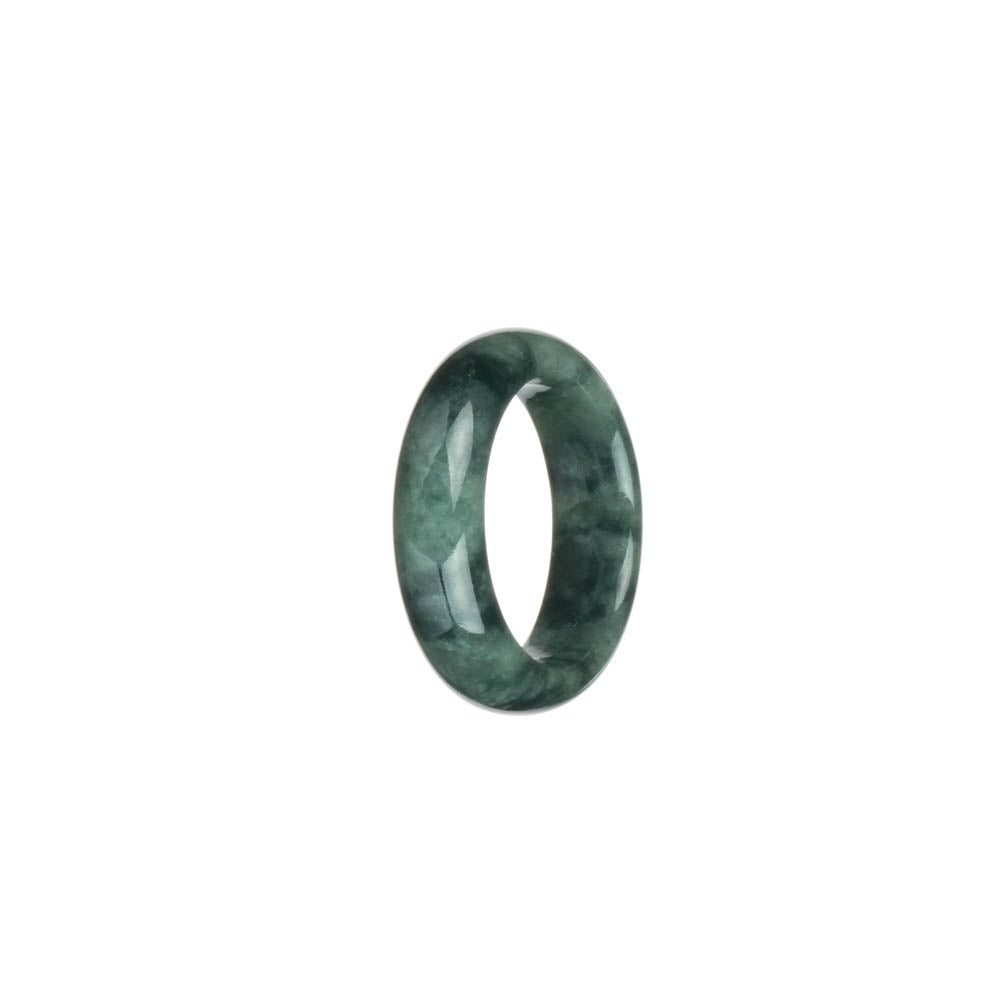 Certified Green with Dark Green Patterns Burma Jade Ring - US 8.5