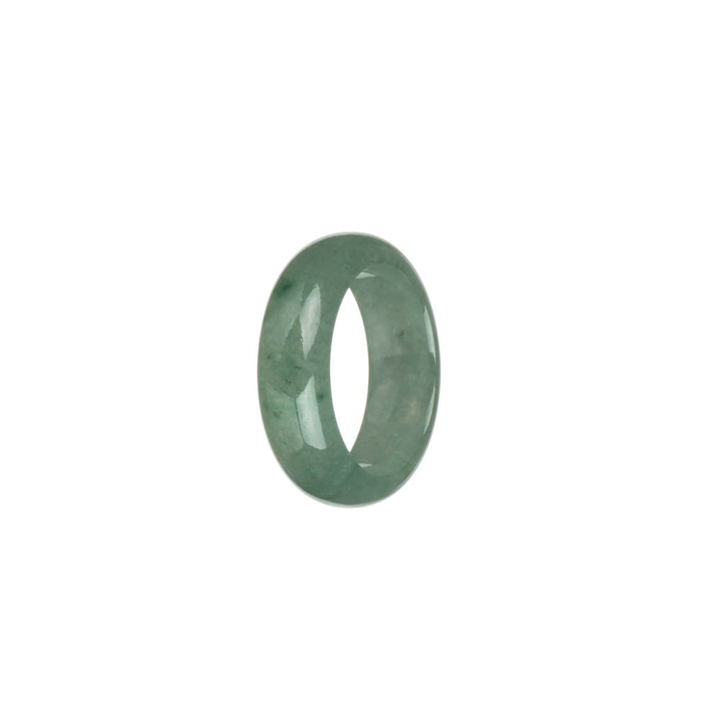 Real Green with Imperial Green Patterns Burma Jade Ring- US 8.5