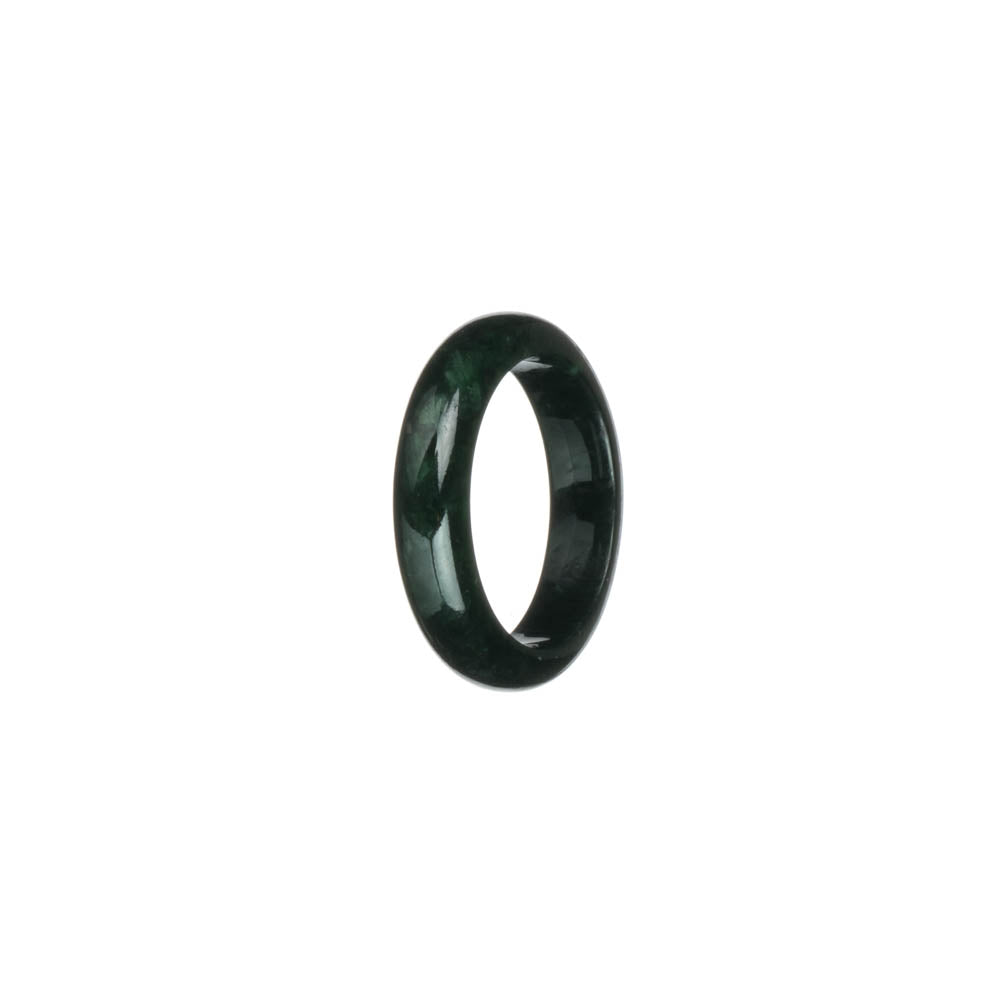 Real Black with Deep Green Jadeite Jade Band - US 9