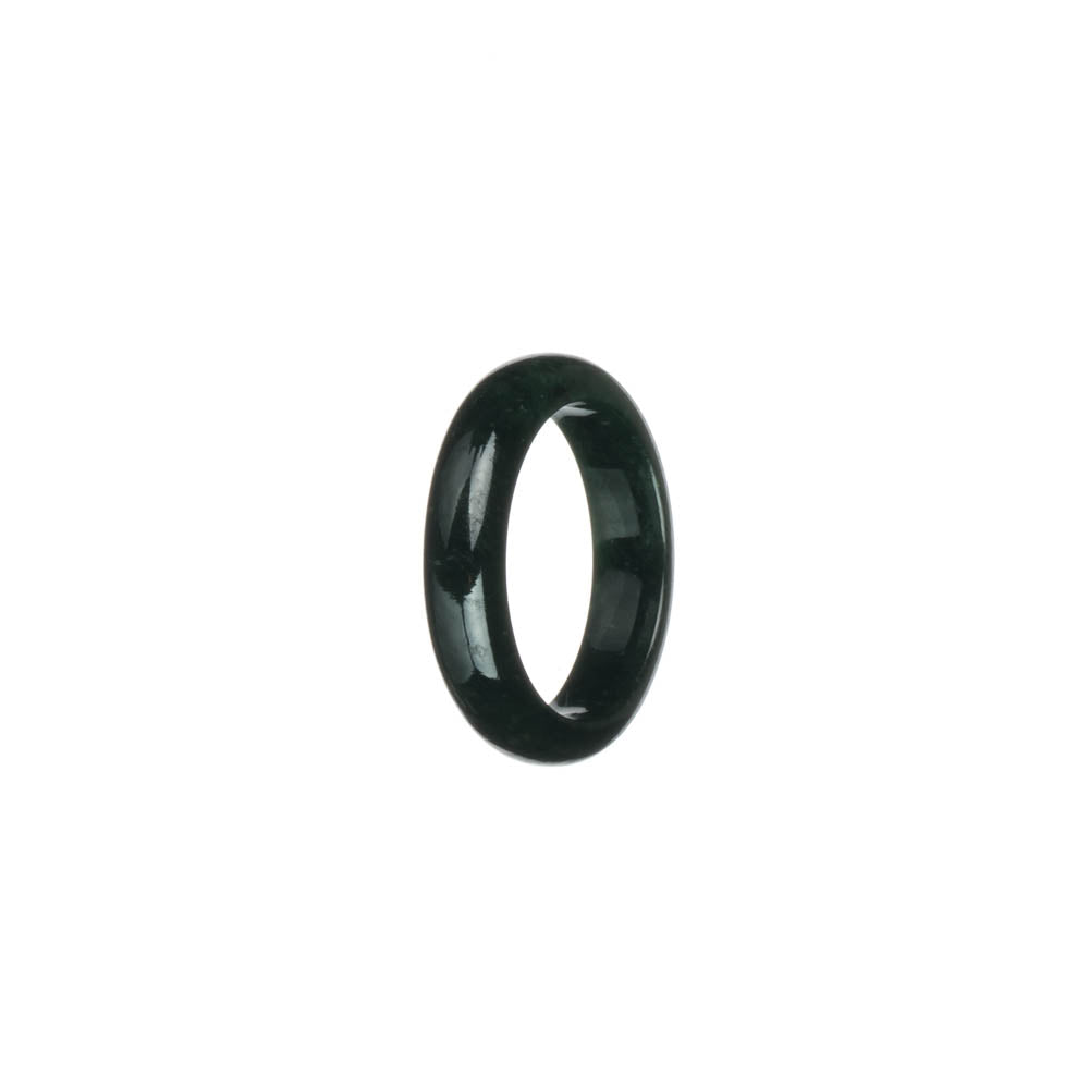 Real Black with Deep Green Jadeite Jade Band - US 9