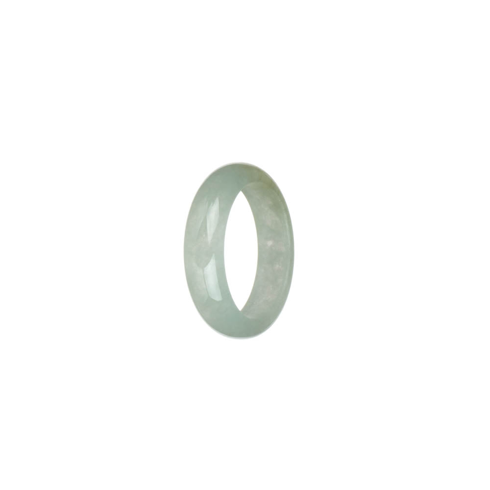 Authentic Icy Light Grey and White Burmese Jade Ring - US 8