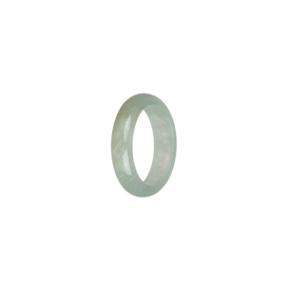 Authentic Icy Light Grey and White Burmese Jade Ring - US 8