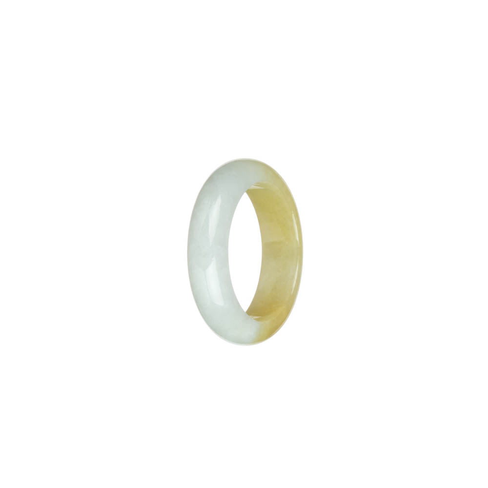 Authentic Yellow and White Jade Ring- US 8.25