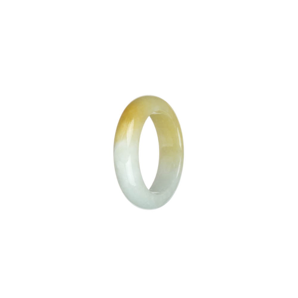 Authentic Yellow and White Jade Ring- US 8.25