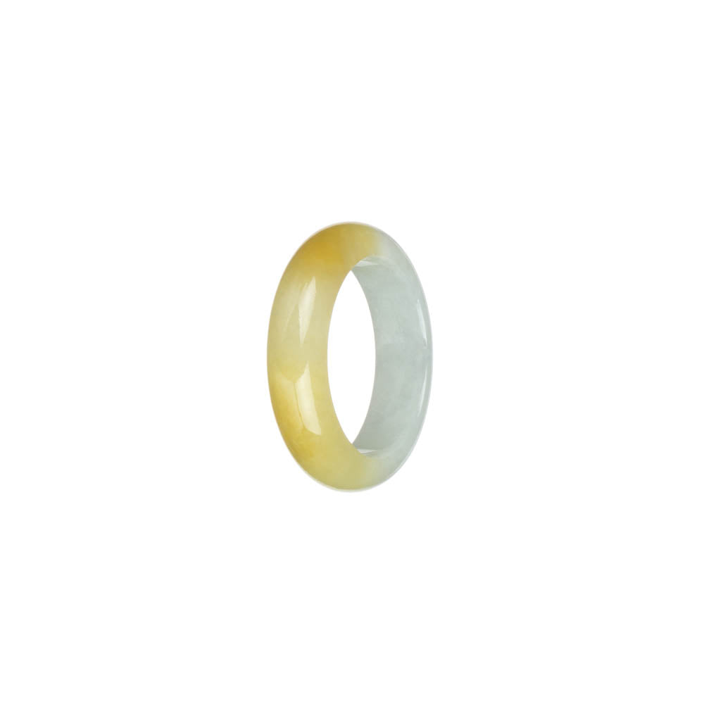 Authentic Yellow and White Jade Ring- US 8.25