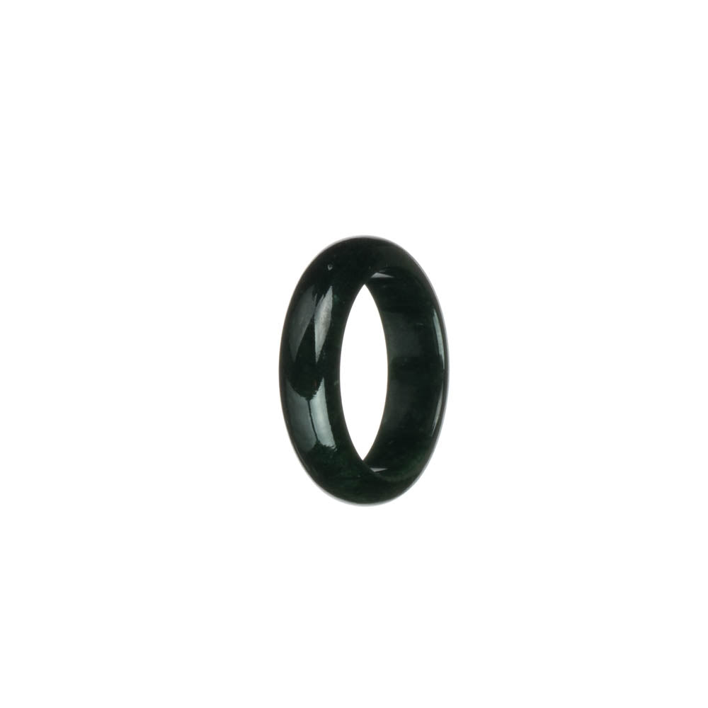 Certified Black with Deep Green Burma Jade Ring- US 9