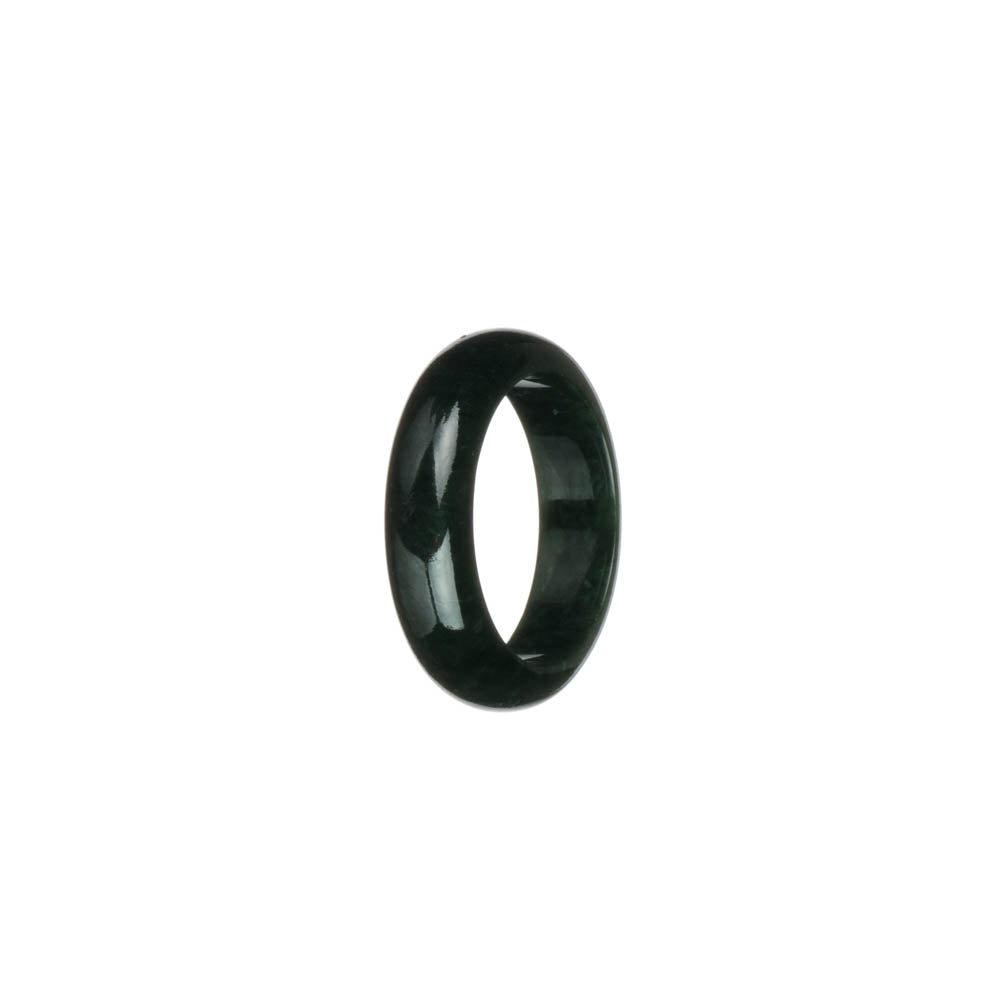 Certified Black with Deep Green Burma Jade Ring- US 9