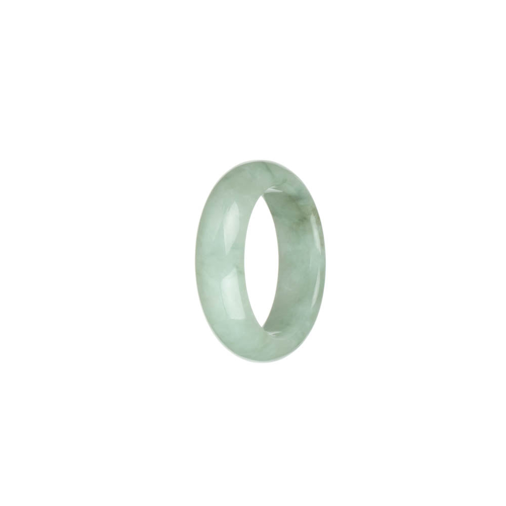 Real White with Pale Green Jadeite Jade Ring- US 9.5