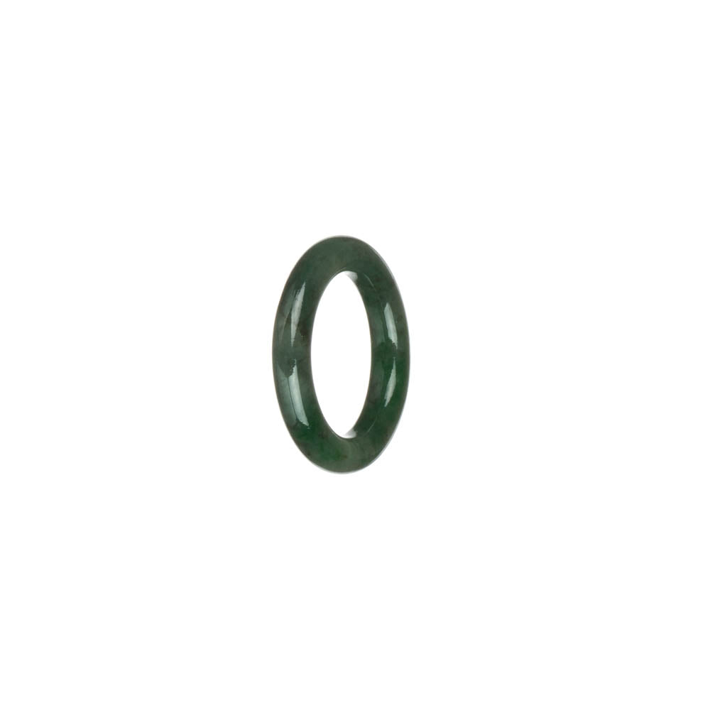 Certified Green with Apple Green Patterns Burmese Jade Ring - US 4.5