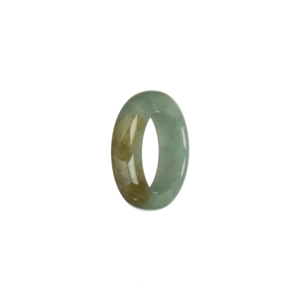 Genuine Light Green with Brown Burmese Jade Ring - US 9.5