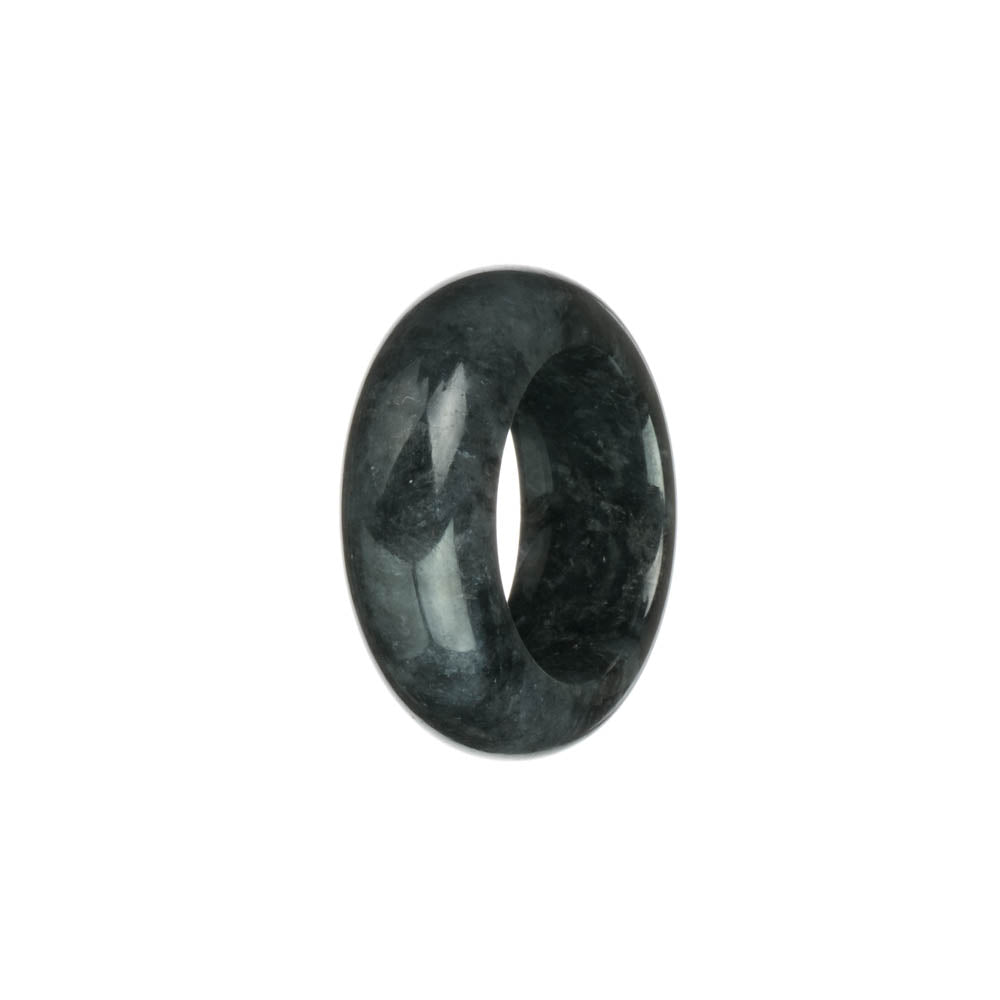 Real Black with Grey Burma Jade Thumb Ring - US 11.5