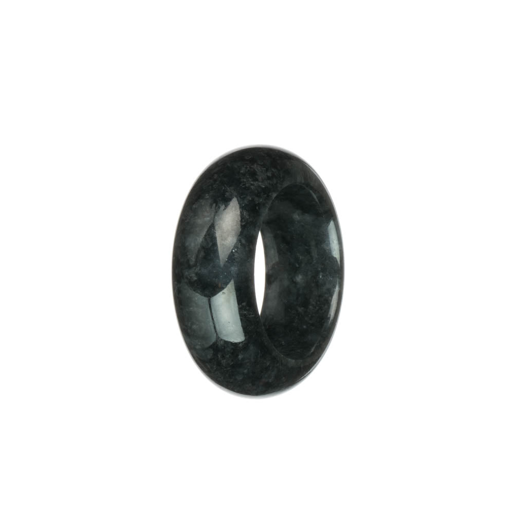 Real Black with Grey Burma Jade Thumb Ring - US 11.5