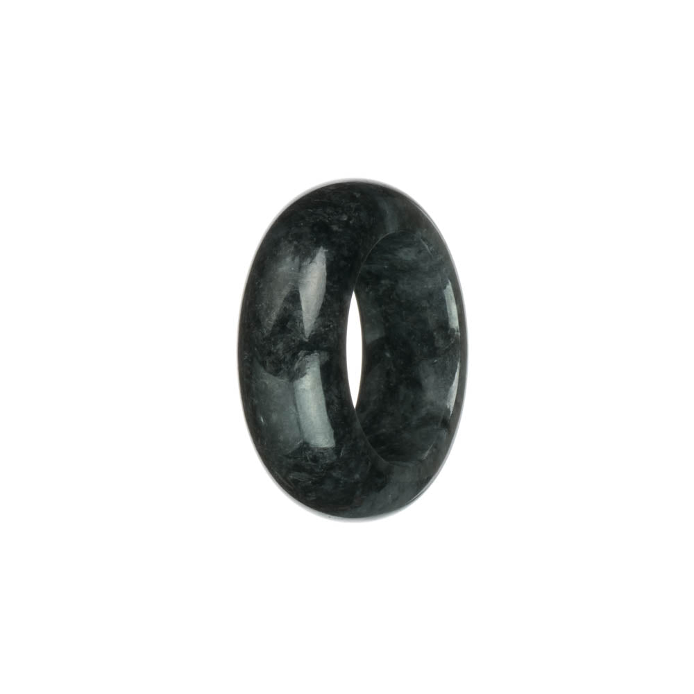 Real Black with Grey Burma Jade Thumb Ring - US 11.5