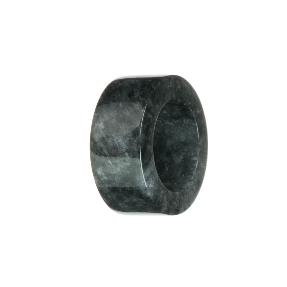 Real Black with Grey Jadeite Jade Ring- US 10.5