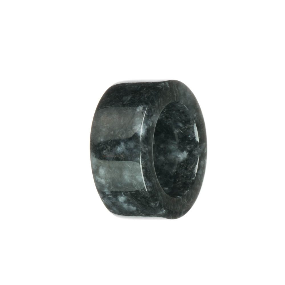 Real Black with Grey Burma Jade Band - US 11