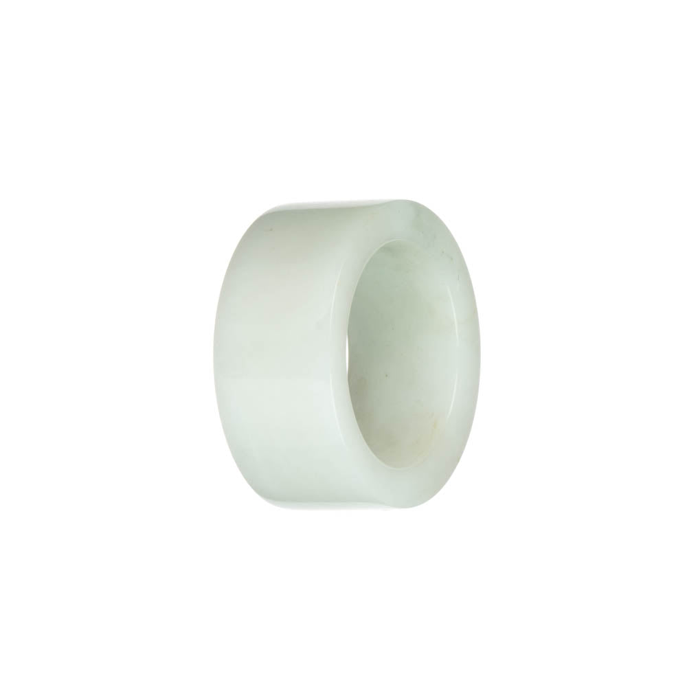 Genuine White with Pale Green Burmese Jade Band - US 12