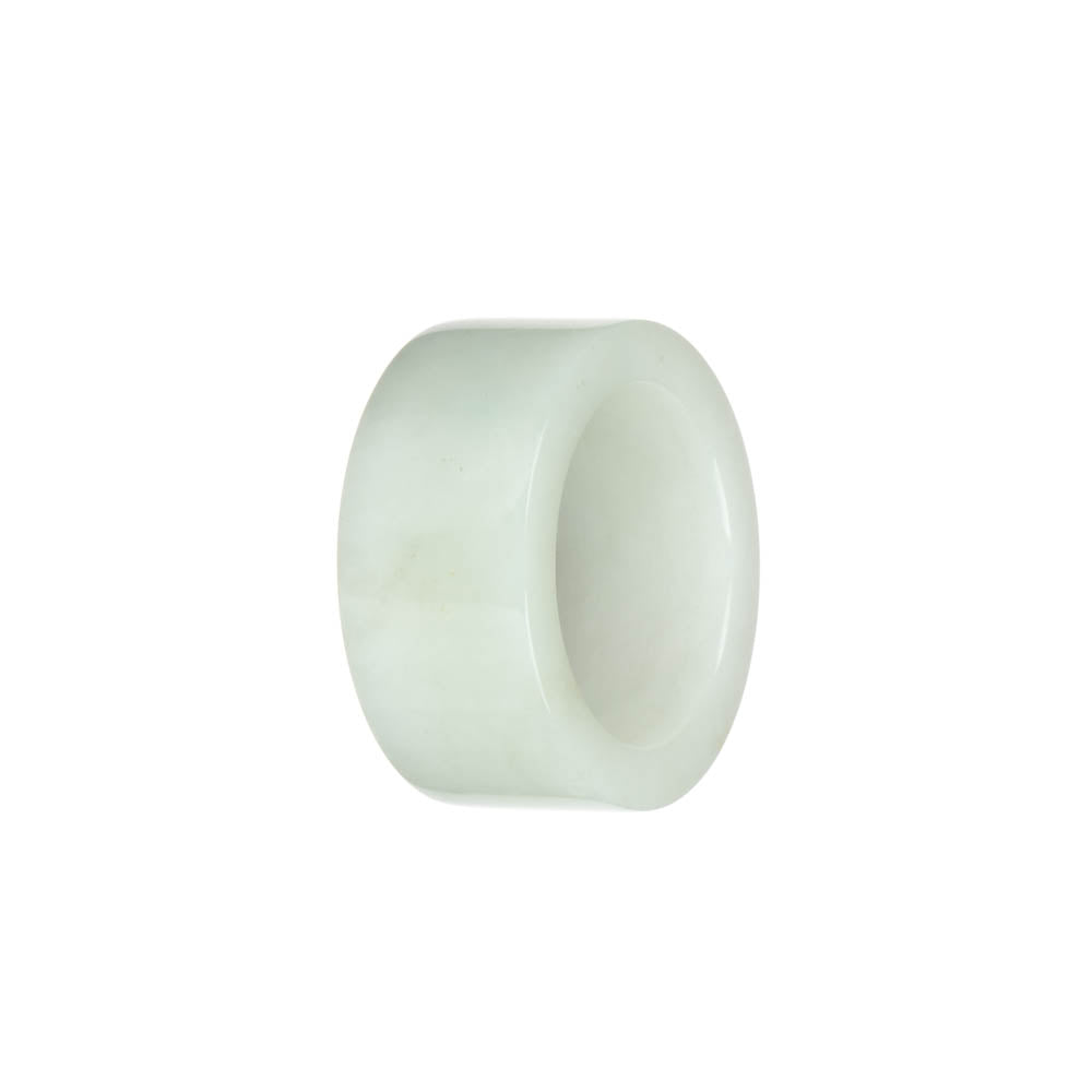 Genuine White with Pale Green Burmese Jade Band - US 12